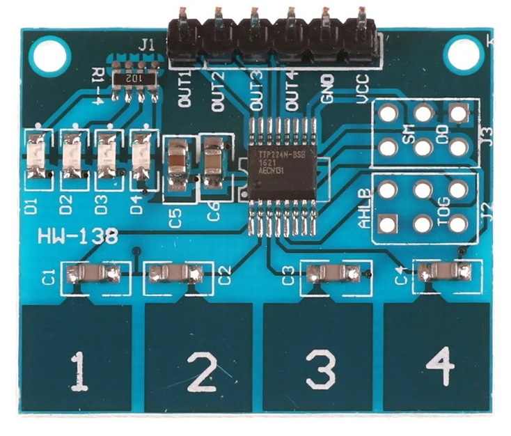 TTP224 - контроллер 4-х сенсорных кнопок